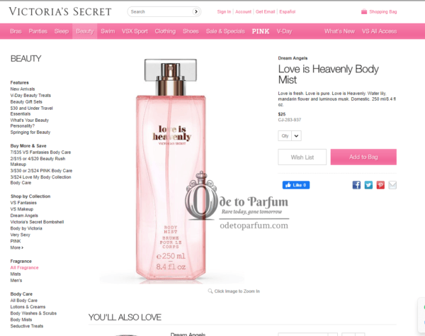 LOVE IS HEAVENLY Perfume Body Mist Victoria's Secret 2014!