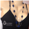 Blue and Silver Necklace Long Statement Comfortable