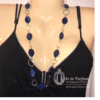 Blue and Silver Necklace Long Statement Comfortable