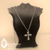 Cross Necklace Turquoise Silver Tone Pendand and Chain