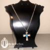 Cross Necklace Turquoise Silver Tone Pendand and Chain