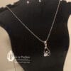 Heart Necklace Silver Tone Rhinestone Double Hearts