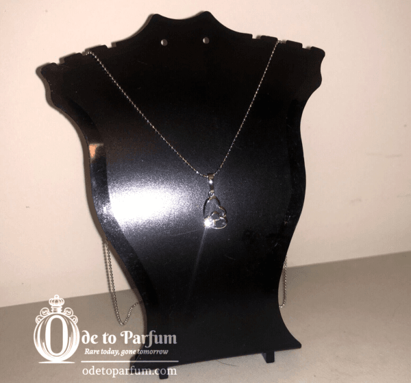 Heart Necklace Silver Tone Rhinestone Double Hearts