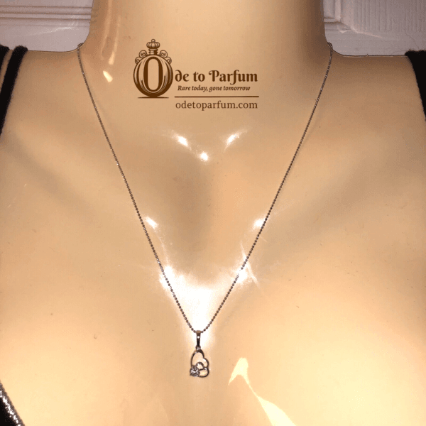 Heart Necklace Silver Tone Rhinestone Double Hearts