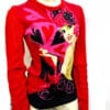Red Sweater PARAMITA Hearts Spades Sz Large