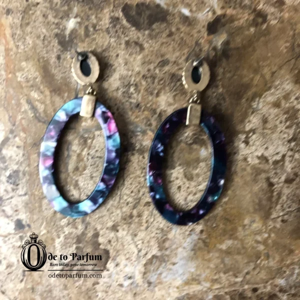 Oval Earrings Rhinestone Marbled Art Deco