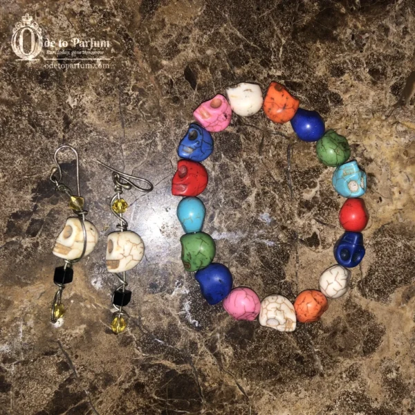 Pastel Goth Jewelry Skulls Bracelet Earrings
