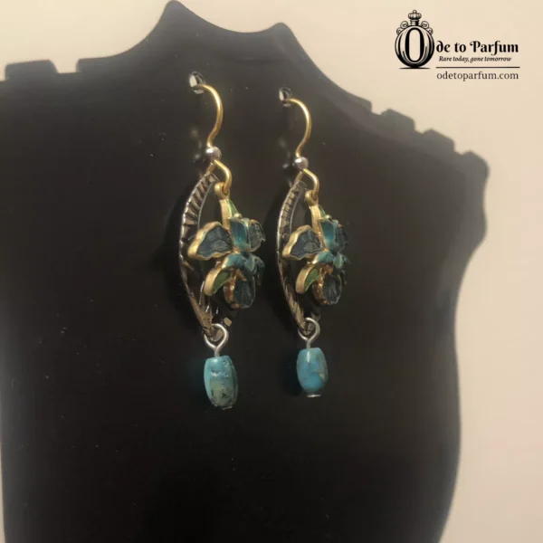 Lily Earrings Vintage Blue Turquoise Enamel