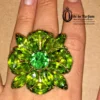 Green Ring Large Rhinestone Gems Adjustable