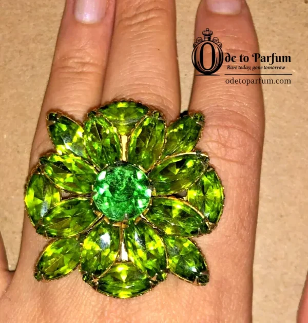 Green Ring Large Rhinestone Gems Adjustable