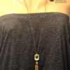 Tassel Necklace J. Crew Rhinestone Y Drop