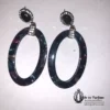 Oval Earrings Rhinestone Marbled Art Deco