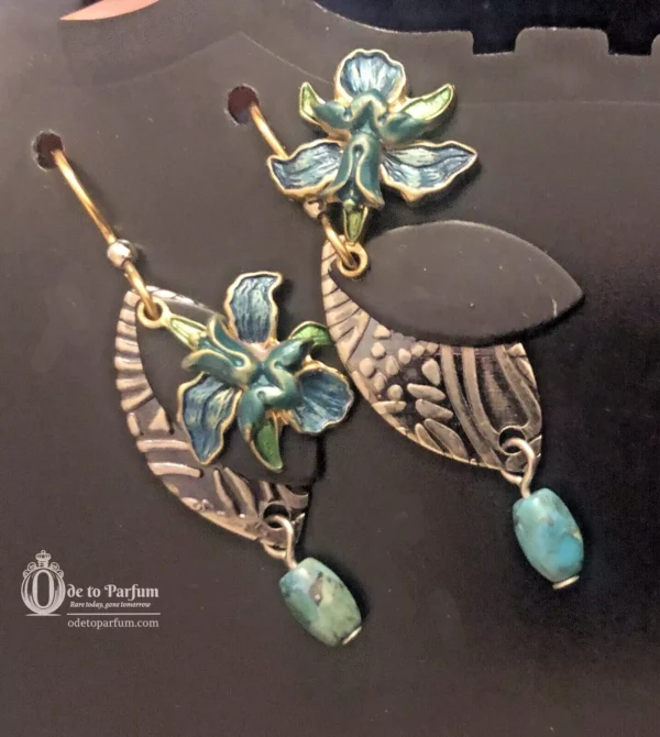Lily Earrings Vintage Blue Turquoise Enamel