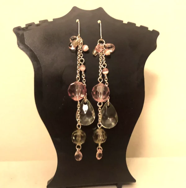 Light Pink Earrings Rhinestone Boho Pretty