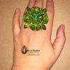 Green Ring Large Rhinestone Gems Adjustable