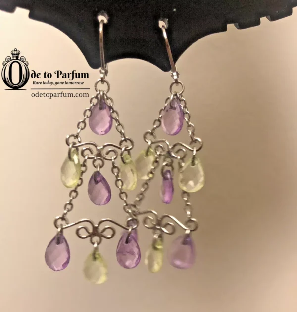 Purple Earrings Lime Green Faceted Dangle