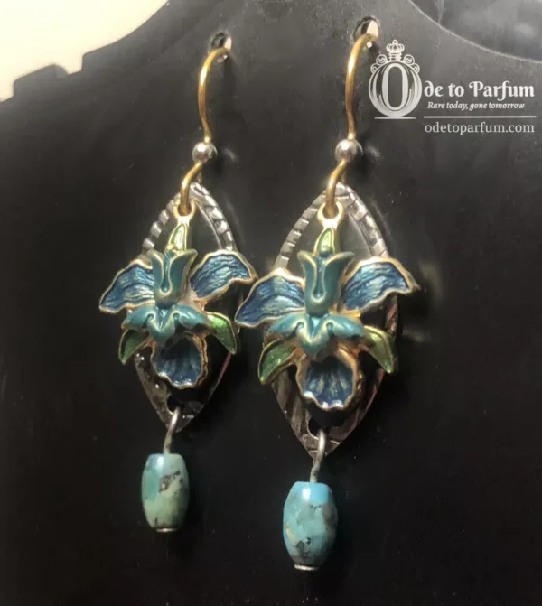 Lily Earrings Vintage Blue Turquoise Enamel