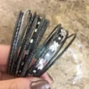 s-l1600 (3) Black and Silver Bracelet Set 15 Bangles! Y2K Vintage