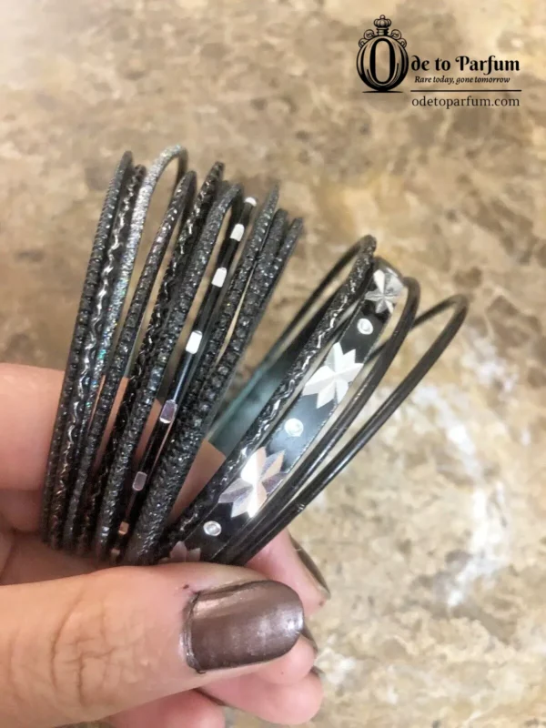 s-l1600 (3) Black and Silver Bracelet Set 15 Bangles! Y2K Vintage