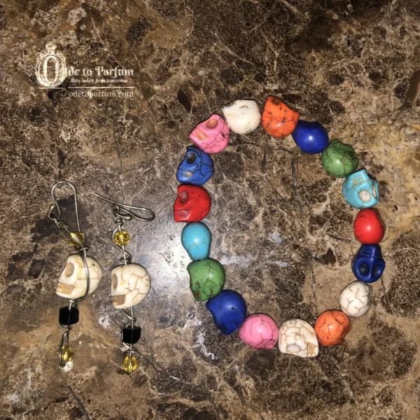 Pastel Goth Jewelry Skulls Bracelet Earrings