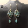 Lily Earrings Vintage Blue Turquoise Enamel