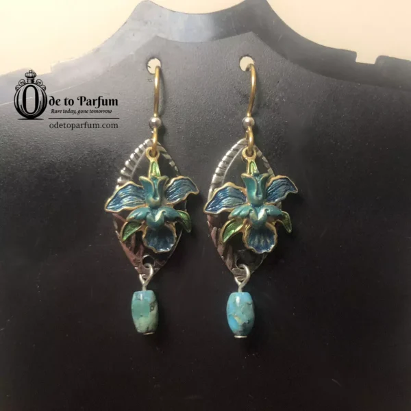 Lily Earrings Vintage Blue Turquoise Enamel