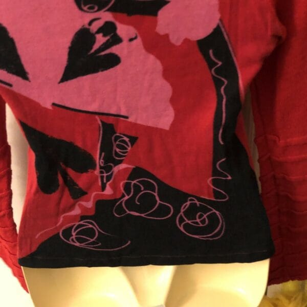 Red Sweater PARAMITA Hearts Spades Sz Large