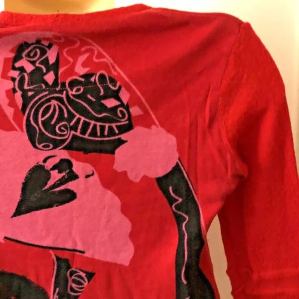 Red Sweater PARAMITA Hearts Spades Sz Large