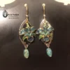 Lily Earrings Vintage Blue Turquoise Enamel
