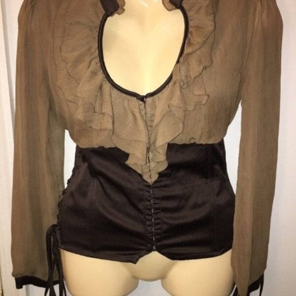 Corset Top with Ruffle Collar Y2K Size L VINTAGE LVL X
