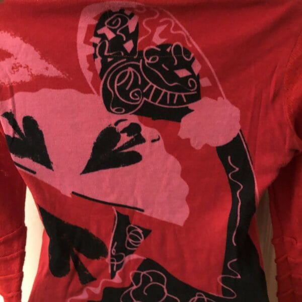 Red Sweater PARAMITA Hearts Spades Sz Large