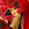 Red Sweater PARAMITA Hearts Spades Sz Large