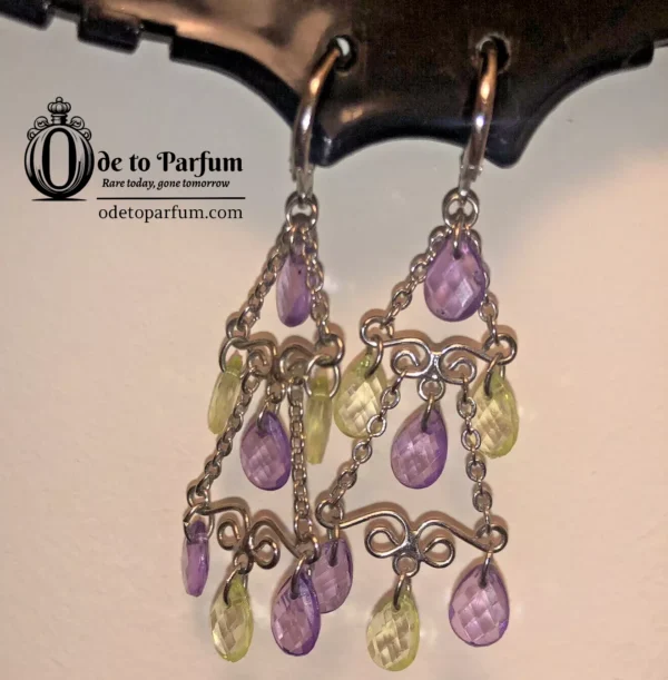 Purple Earrings Lime Green Faceted Dangle