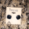 TRIFARI Earrings Blue & Silver Vintage Crown Trifari