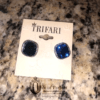 Crown Trifari Earrings blue and silver