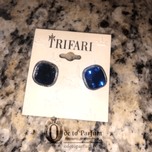 Crown Trifari Earrings blue and silver