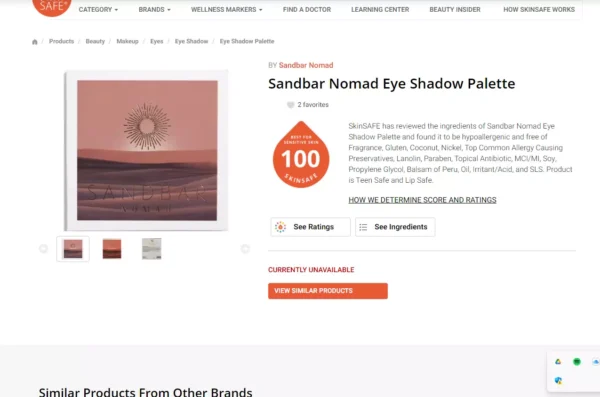 Clean Eyeshadow Palette SANDBAR BEAUTY Nomad