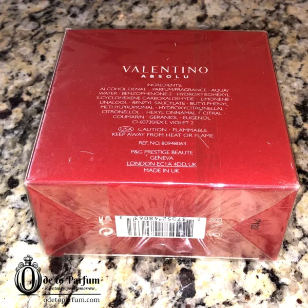 valentino v absolu back of box