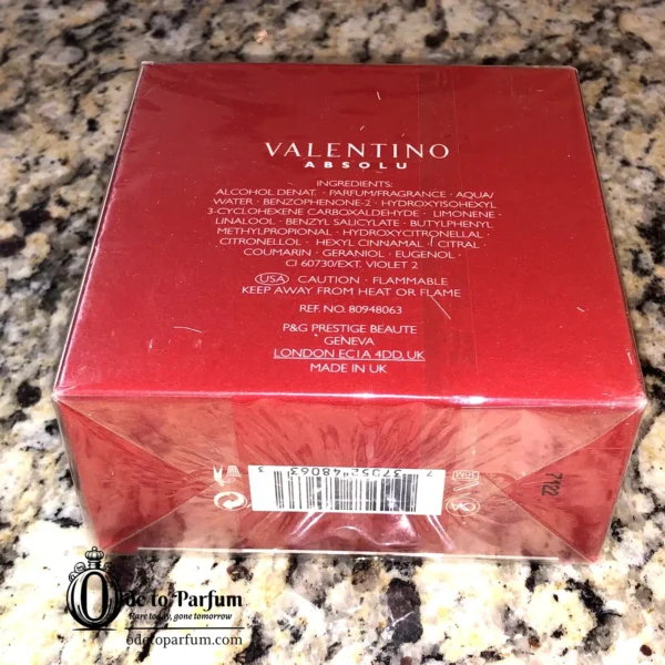 valentino v absolu back of box