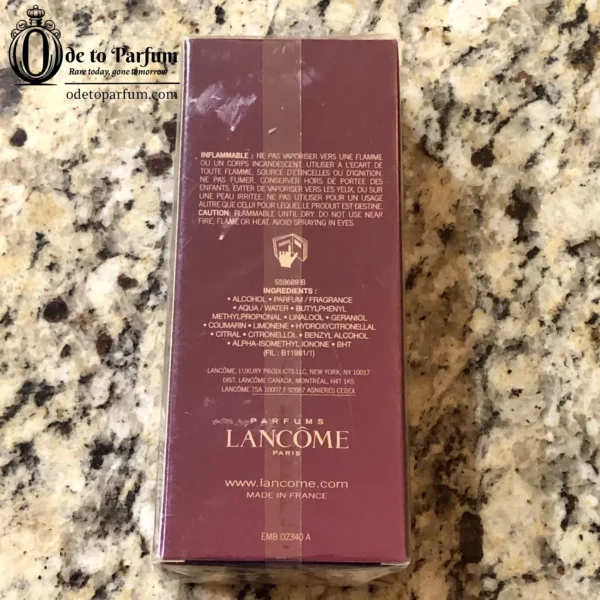 lancome miracle forever eau de parfum 1.7 fl oz new and sealed in box, back of box