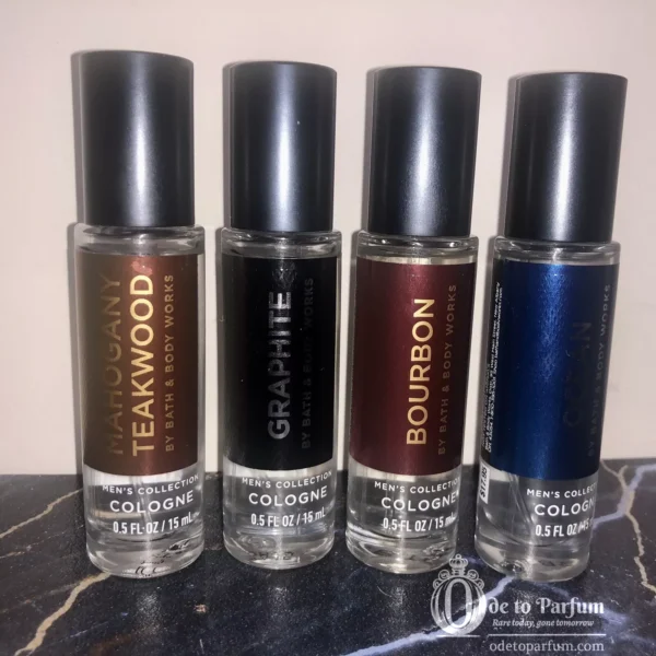 bath & body works cologne ocean mahogany teakwood, bourbon, graphite