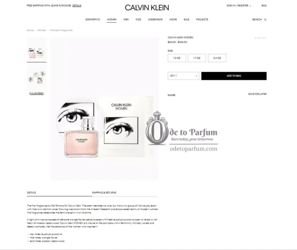 CALVIN KLEIN WOMEN Eau de Parfum 100 ml 3.4 fl oz