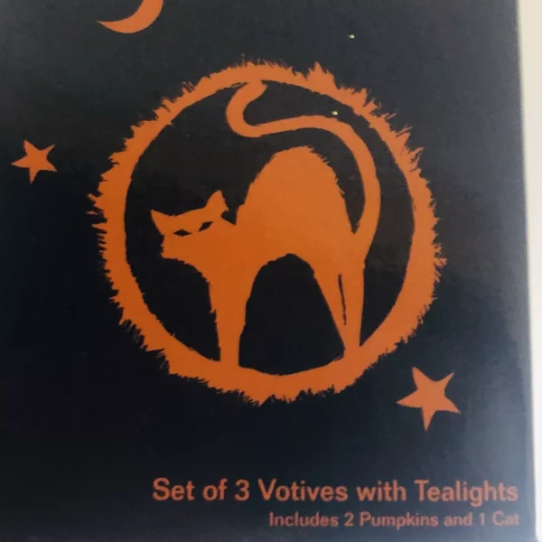 Halloween Candles Set Of 3 Votives with Tea lights ~ Macy's