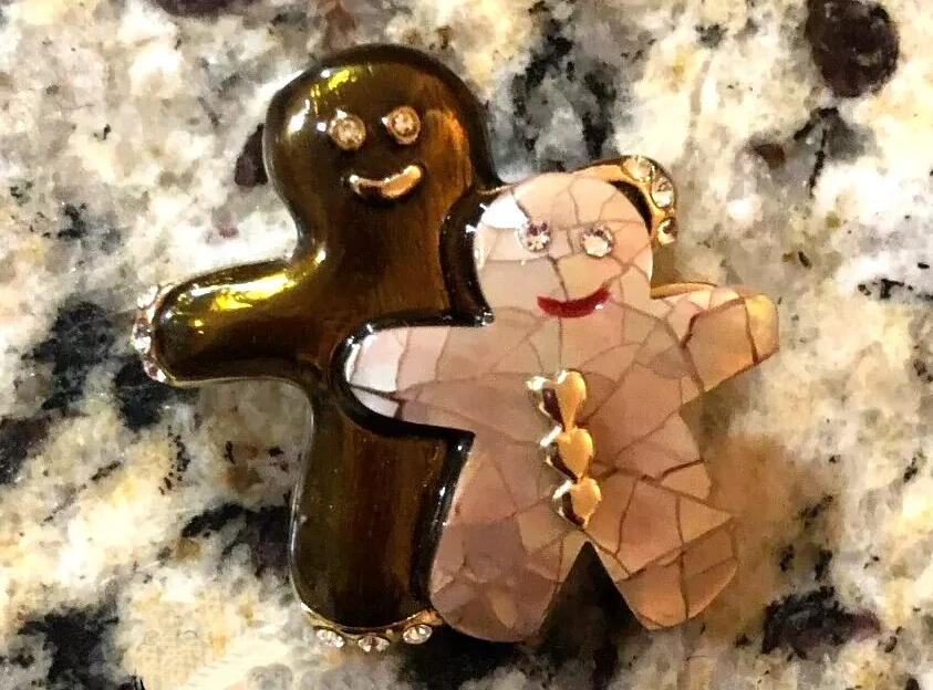 Ode to Parfum interracial gingerbread couple pin