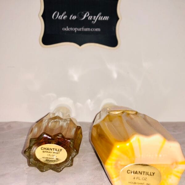 chantilly houbigant spray mist and hand and body lotion, bottoms of bottles