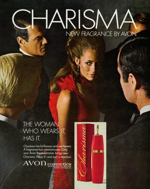 discontinued perfume Avon Charisma 1968 ad