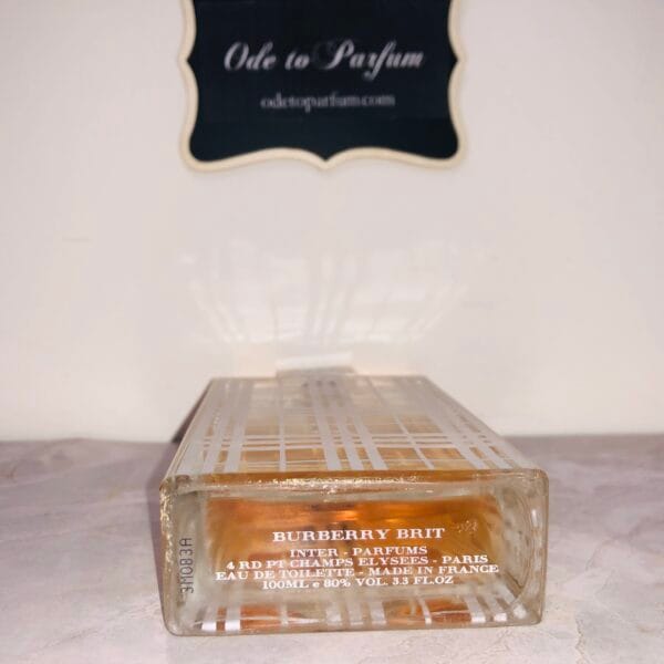 burberry brit original perfume with white stripes, bottom of bottle