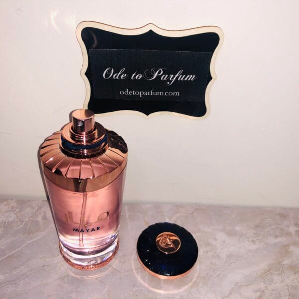 Lattafa Mayar eau de parfum spray for women 3.4 fl oz pictured from top with cap off