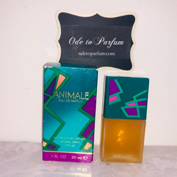 Animale perfume next to its box
