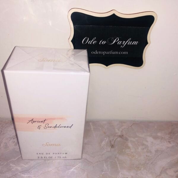 Soma Apricot & Sandalwood perfume, new in sealed box bottom of box Soma Apricot & Sandalwood perfume, new in sealed box, from the top